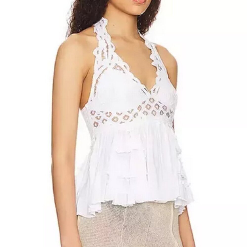 Free People FP One Adella Halter Cami White Tank Top S